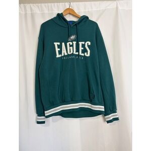 NFL Ultra Game Philadelphia Eagles Hoodie Mens XL Teal Green Chenille Logo Sweat